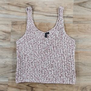 🔹️Anthropologie Moon & Madison Cream & Mauve Knit Sleeveless Top  Medium